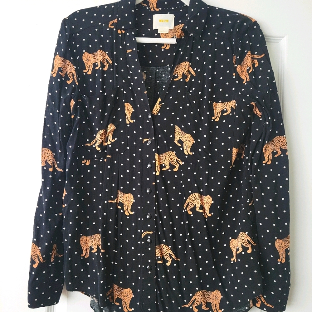 Black cheetah blouse by Anthropologie